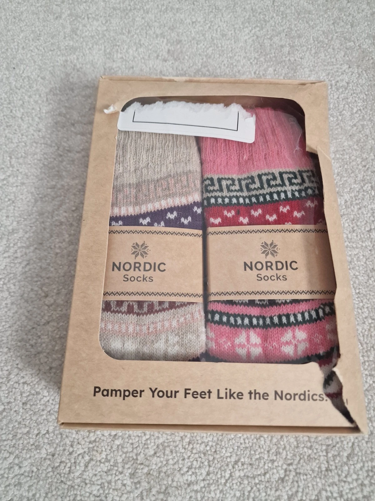 2 Pairs Nordic Womens Sock UK Size 3-5 Merino Wool