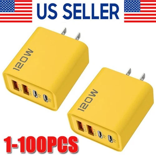 120W 4-Port USB C Fast Wall Charger Block All Cell Phone 16 15 13 11 X iPad lot - product listing photo