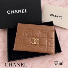 CHANEL Card Case CHANEL Icon Line Brown