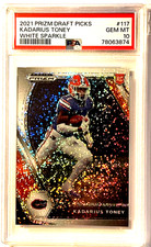 PSA/EBAY 1/1💎 2021 PANINI PRIZM DP KADARIUS TONEY WHITE SPARKLE PSA 10 GEM MINT