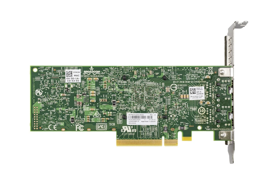Network Card Dell Broadcom 57416 2x10GbE RJ45 PCIe 3.0x8 3TM39 - Image 3 of 3