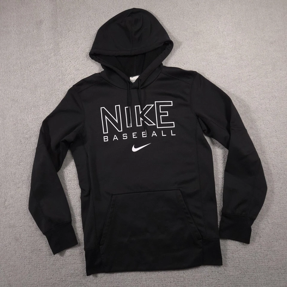 Nike Baseball Hoodie Mens Small Black Therma-FIT Pullover Sweatshirt Fleece - Image 2 of 4