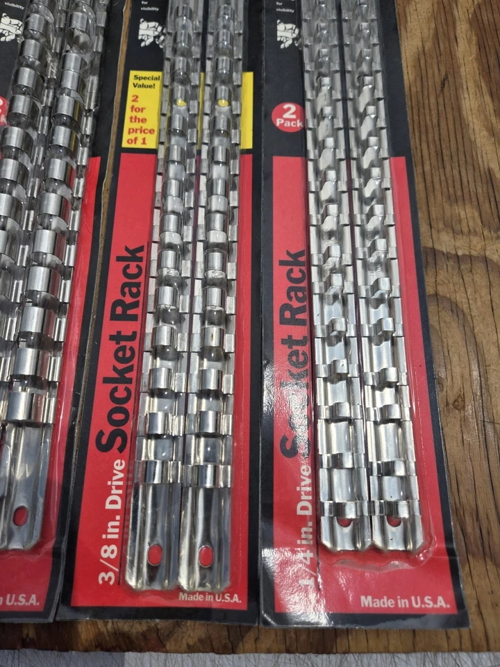 Lote de 6 rieles de colección Craftsman EE. UU. 1/4" 3/8” 1/2" paquetes nuevos Foto 3 de 4