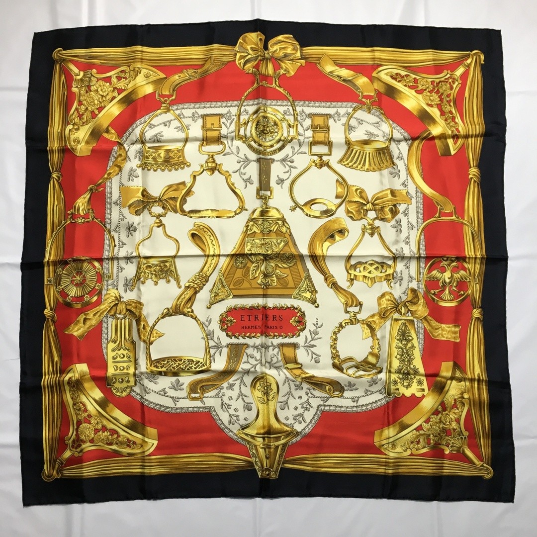 Hermes Carre 90 Silk Scarf Black Multicolor 2504-95