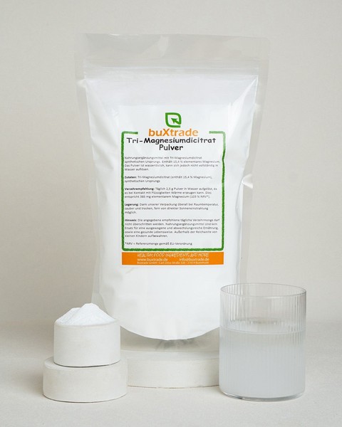 2X 500 G | Tri-Magnesiumdicitrat |Citrat | Pulver | Magnesium | Buxtrade |-image