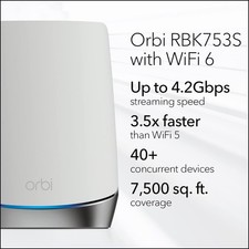 NETGEAR Orbi Whole Home Tri-Band Mesh WiFi 6 System 3 pack Router with - White