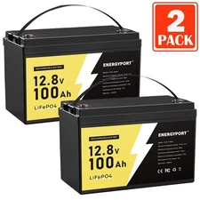 2Pcs 12V 100Ah LiFePO4 Lithium Battery BMS Deep Cycle for RV Boat Solar Off-grid