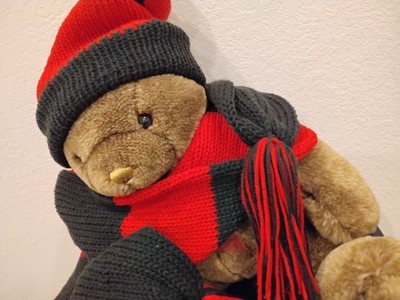 Scarf Hat Two Layer Reversible Beanie Red Black Team Colors Winter Medium, Large