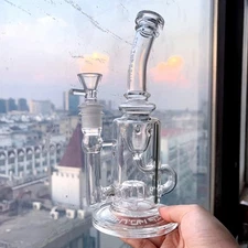 Recycler Glass Water Bong Hookah Rig Thick Smoking Pipe with 14mm Bowl