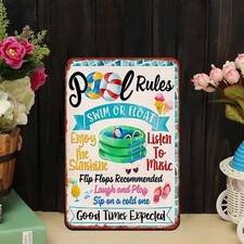 Swimming Pool Rules Plaque Suitable Tin Metal Signs Home D cor 8x12