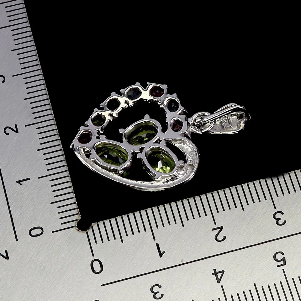 925 Sterling Silver Pendant Oval Peridot Sapphire Tourmaline Gemstone Jewelry - Image 3 of 4