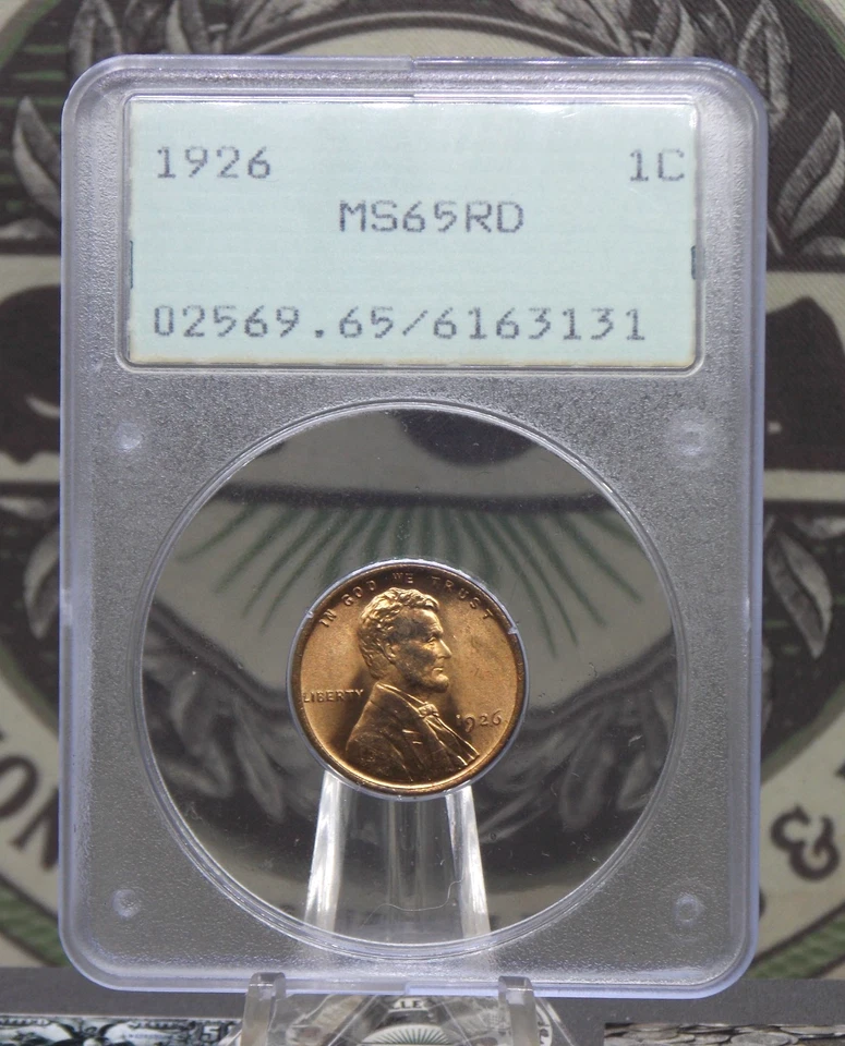 Centavo de trigo Lincoln 1926 "P" 1 c graduación profesional MS65 RD #131 **ROJO** 🔥RATTLER🔥 OGH ECC&C Foto 3 de 4