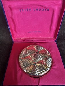 Estee Lauder Refillable moisture balance Ecru Face Powder Compact Golden Weave
