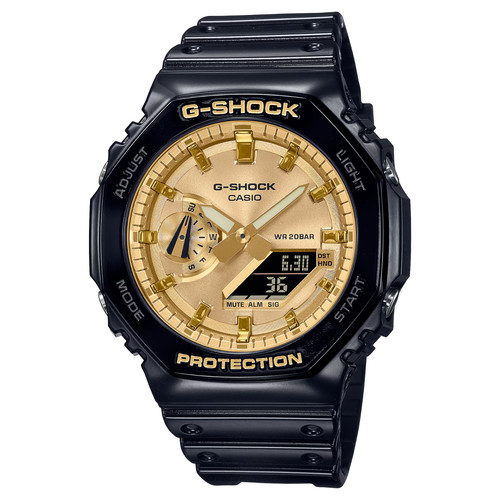 Casio G-Shock GA-2100GB-1A Analog-Digital Gold Dial Black Resin Band Watch