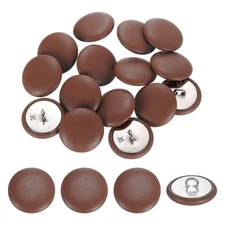 15Pcs Leather Covered Buttons, 23mm 36L Round Metal Shank Buttons, Brown