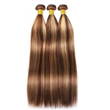 Highlight P4/27 Straight Human Hair Bundles Blonde Hair 3 Bundles 12" 12" 12"