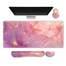 Desk Mat Pad, Gaming Mouse Pad Wrist Support Set, 4 in1 Non-Slip Large Mousep...