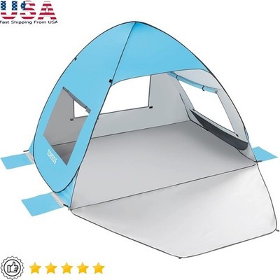 UV Protection Pop Up Beach Tent Automatic Setup Windproof Sun Shelter 3 Person