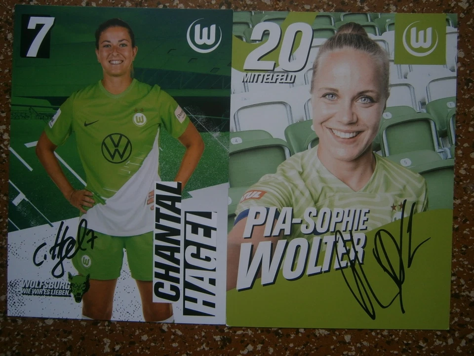 Frauenfußball - Bildautogramme - Chantal Hagel + Pia Sophie Wolter VfL Wolfsburg - Bild 1 von 1
