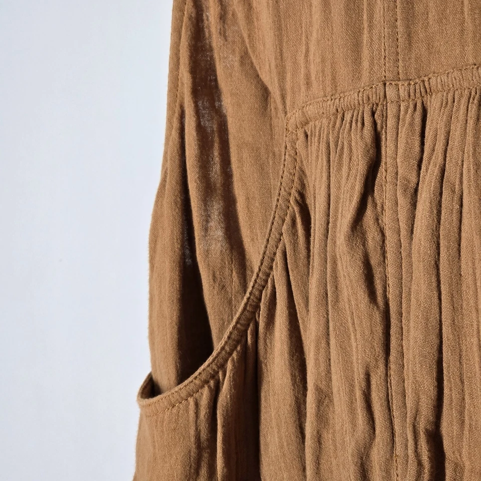 Mono mameluco pequeño Free People bañado por el sol de algodón plisado frente cintura imperio Foto 3 de 4