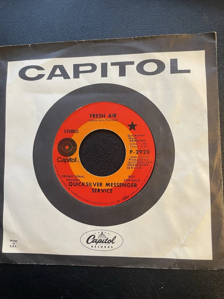 QUICKSILVER MESSENGER SERVICE FRESH AIR/ FREEWAY FLYER 45 rpm PROMO COPY EXC - Image 3 of 4