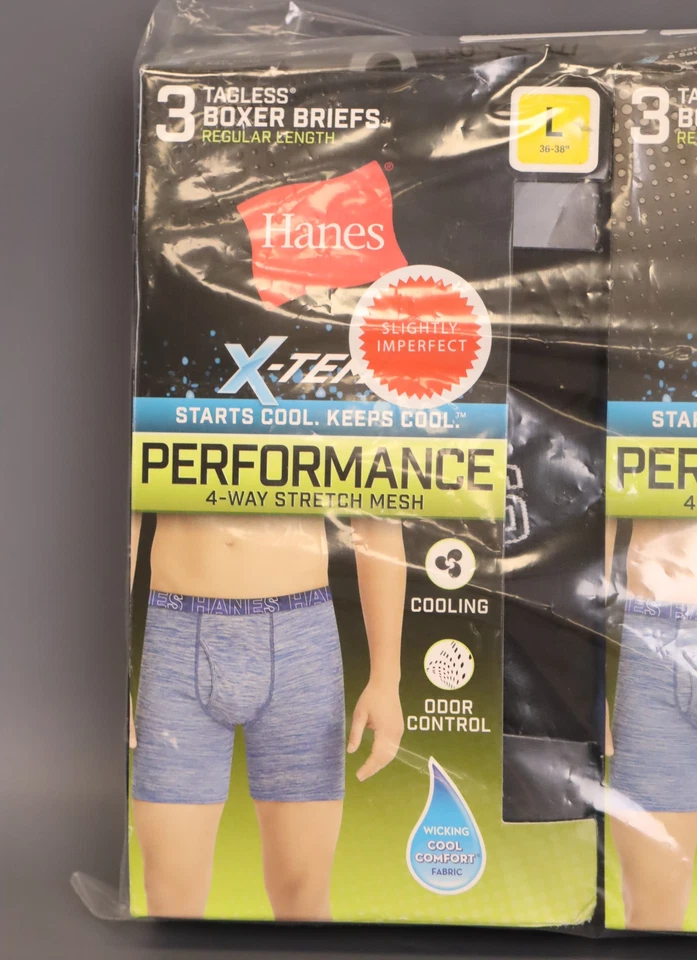 Paquete de 9 calzoncillos boxer Hanes para hombre X-Temp malla elástica de 4 vías ligeramente imperfectos L Foto 3 de 3