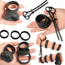 5PCS Silicone Penis Scrotum Ball Stretcher Ring Bondage Delay Enhancer For Male