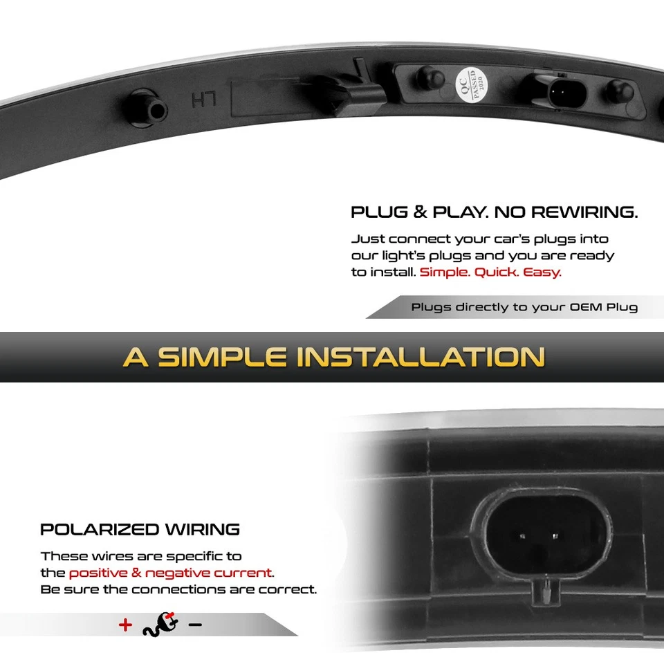 Chrome Bezel Red LED Strip Rear Side Marker Light Lamp SET For Chevy C7 Corvette Foto 4 de 4