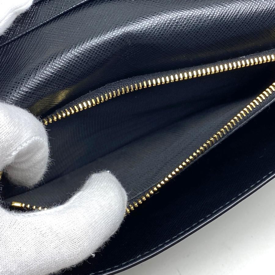 PRADA Chain Wallet Long Wallet Shoulder Bag Saffiano Leather Black #BS1209 thumbnail 9