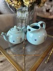 Ceramic teapot and Pitcher in 'Blue Tulip' pattern by Cronin Pottery — photo 3