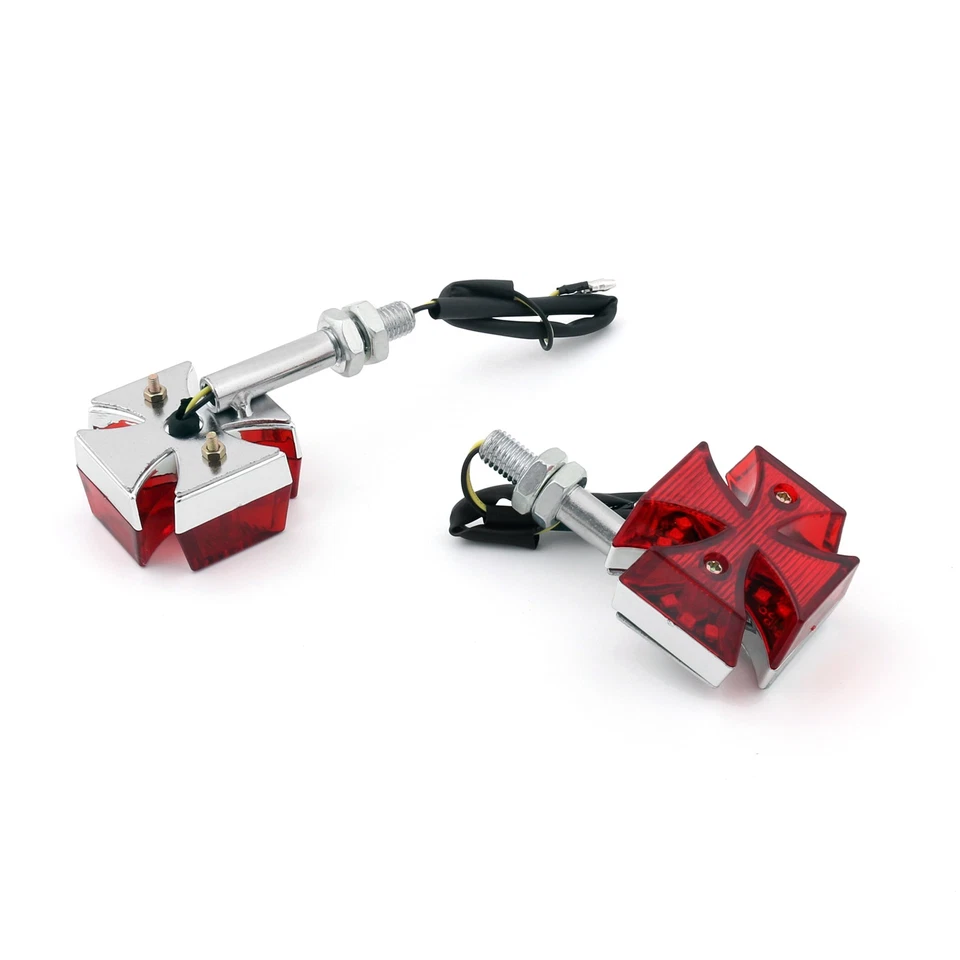 2x Luz LED Señal de Giro Cruz Roja de Malta Personalizada Apta para Motocicleta Foto 2 de 3