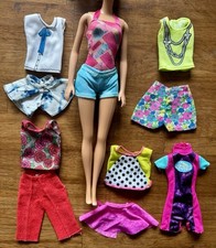 Vintage Barbie Doll Clothing Lot Swimsuit Floral Shorts Skirt Top Outfit Set