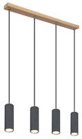 Globo Hg Robby HäNgeleuchte Metall Holzoptik Dunkel, 4X GU10, 120 Cm, IP20, Desi