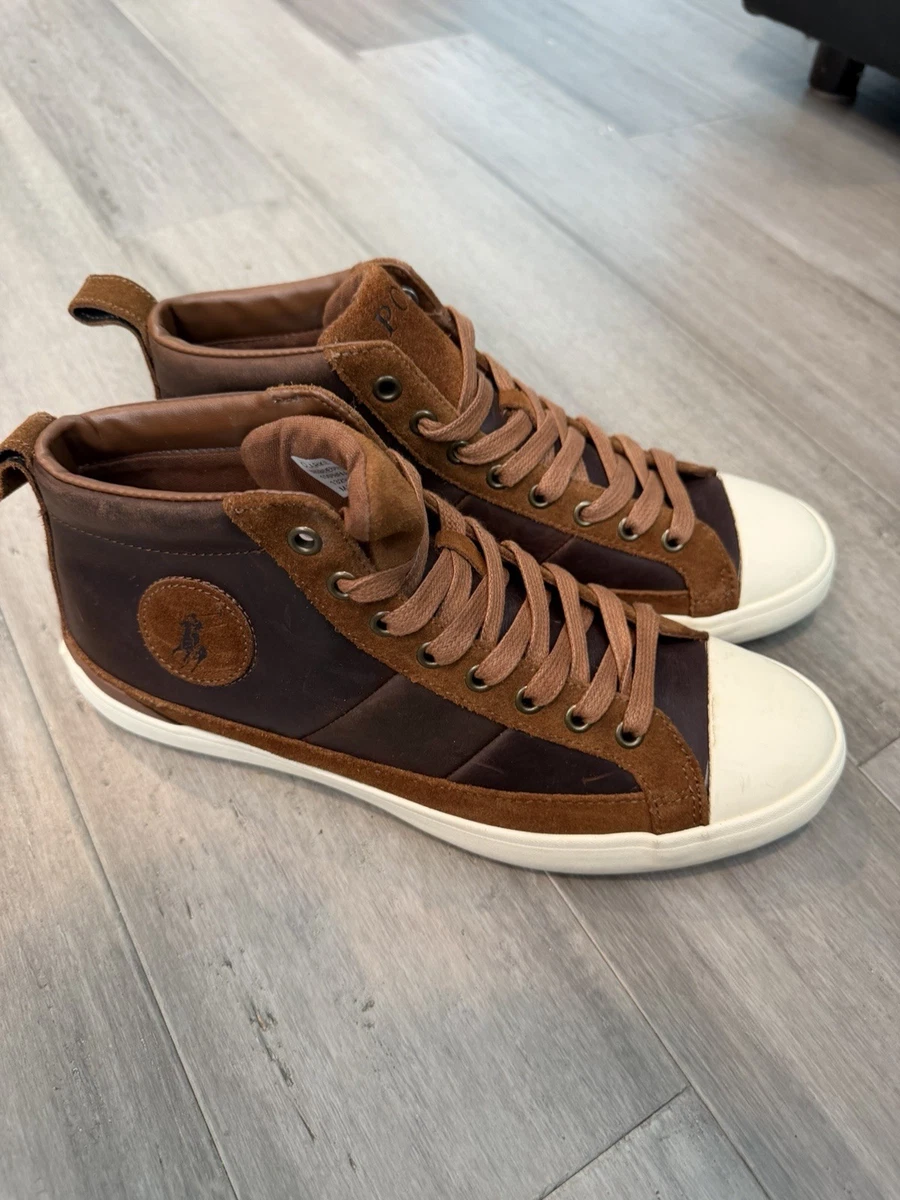 Polo‎ Ralph Lauren Shoes Tavis Brown Leather High Top Sneakers Boots Size 10D Polo Ralph Lauren Tavis Sneaker High Top Lace Up Brown  main image 3