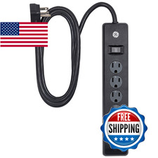 GE 4-Outlet Surge Protector, 2 USB Ports, 6 Ft Power Cord, 450 Joules, Flat Plug