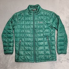 Columbia Turbo Puffer Down Jacket Mens Large Green Omni Heat 650td Full Zip
