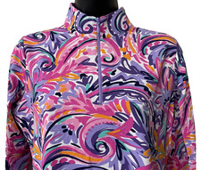 IBKUL Aubry Multi Print 1/4 Zip Pullover UPF 50 Performance Top M