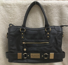 Beautiful Chic/Edgy Marc New York Purse/Tote Black w/Gold Chunky Hardware