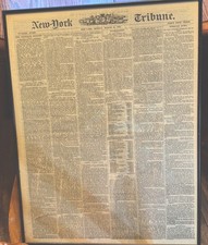 New York Tribune/March 31, 1873/Framed/Certificate Of Authenticity New York Tribune/March 31, 1873/Framed/Certificate Of Authenticity