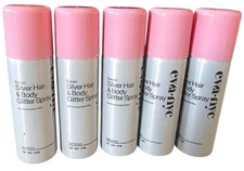 (LOT OF 5) Eva NYC Kweeen Silver Glitter Spray for Skin & Hair 1.0 oz Vegan