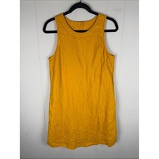 J. Crew Linen Shift Dress Mustard Yellow Size Small Resort Boho Minimalist