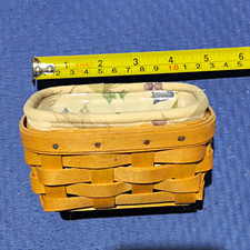 Longaberger 1999 Handwoven Business Card Basket w/ Floral Liner  Protector