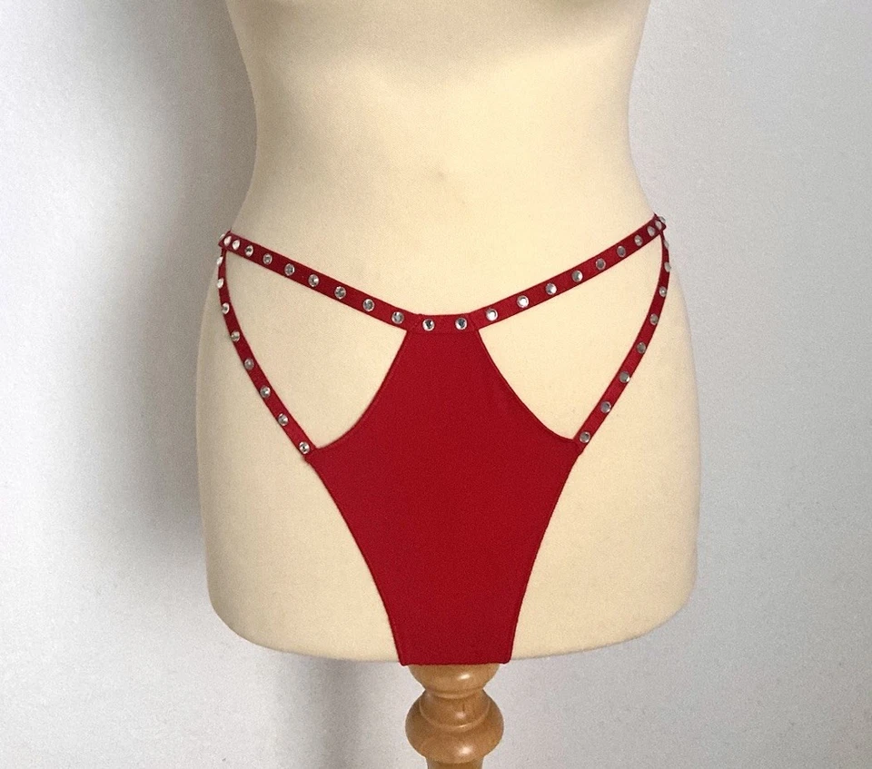 Tezenis String Tanga mit Steinchen G-String Rot Sexy NEU mit Etikett - Bild 2 von 4