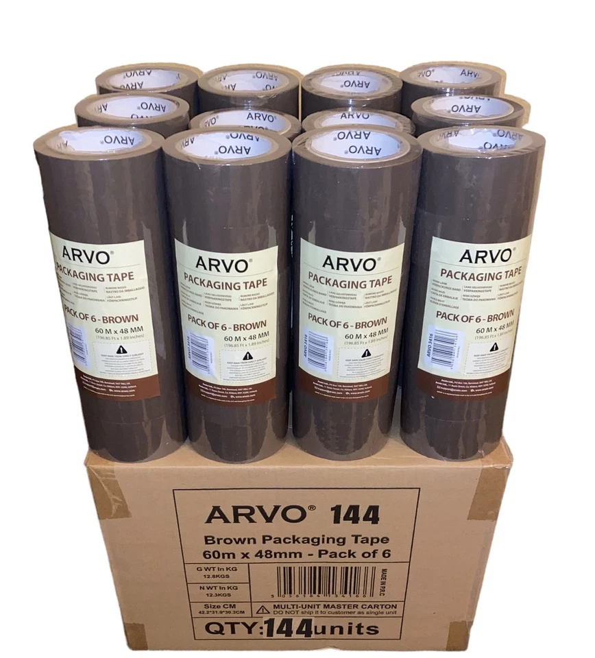 PEAKPACK 144 rotoli marrone SILENZIOSO nastro adesivo per pacchi nastro per pacchi nastro per pacchi 60 m x 48 mm 50 μm ARVO