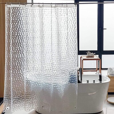 Waterproof Bathroom 3D Curtain 12 Hooks Bathing Sheer Home Decoration -200x180cm