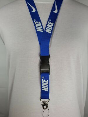Nike Lanyard Blue White Strap Detachable Keychain Badge ID