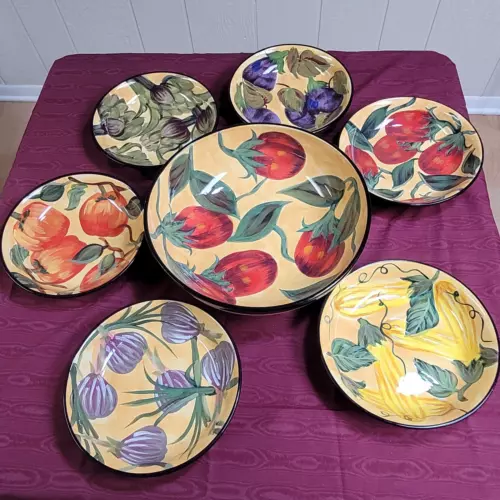 Certified International By Margaret Le Van Designs Serving Bowl & 6 Pasta bowls