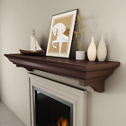 Fireplace Mantel, 60 Inch Rustic Fireplace Mantle with Arched Corbels, 100 Lbs W