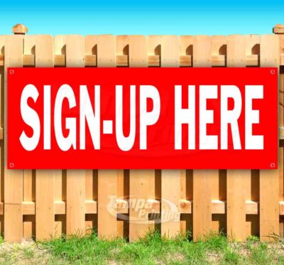 SIGN-UP HERE Advertising Vinyl Banner Flag Sign Many Sizes ARROW