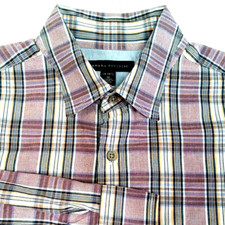 Banana Republic Mens Shirt Medium Long Sleeve Button Down Cotton Burgundy Black